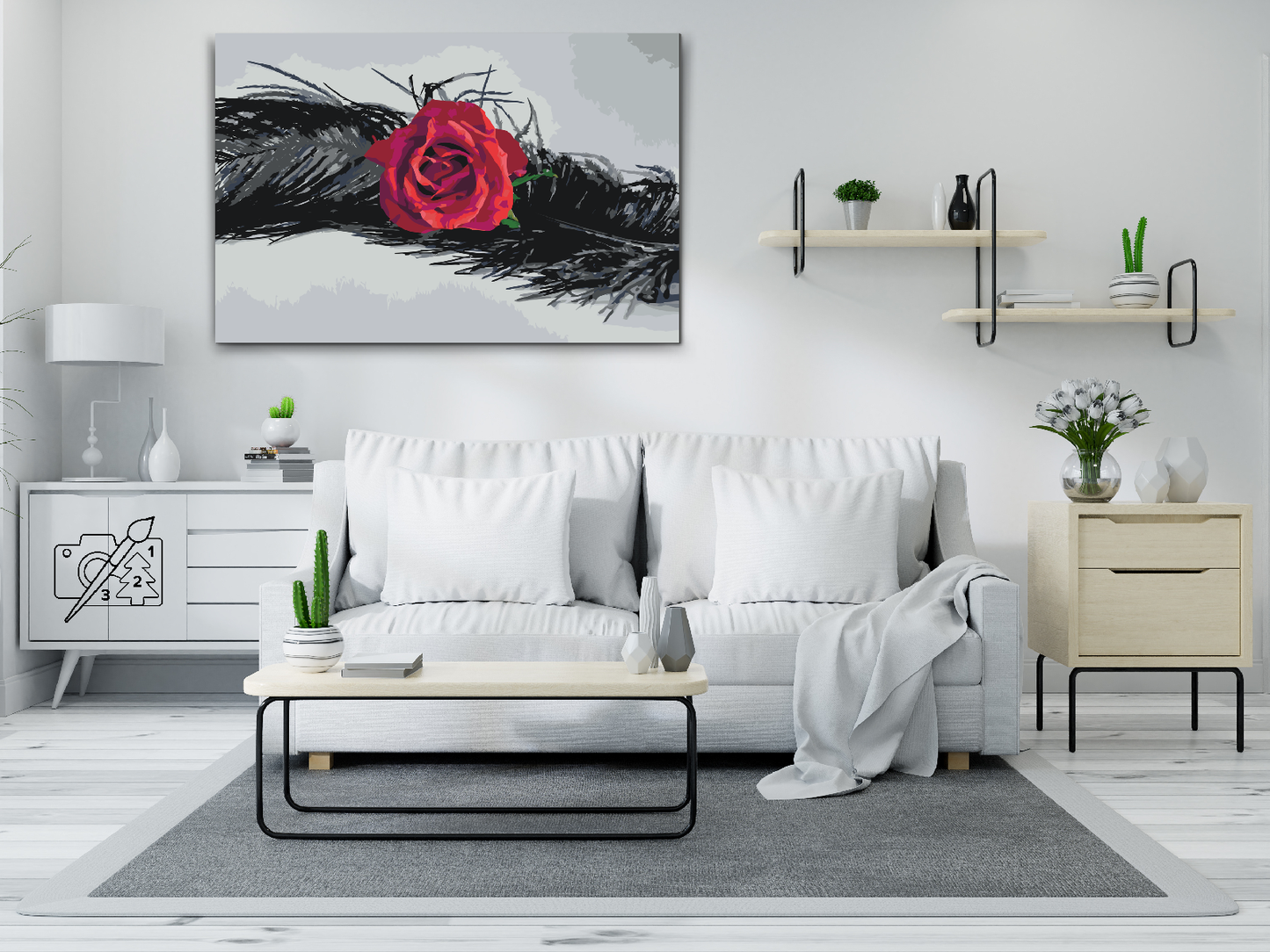 Paint by Numbers - Rose i en fjer