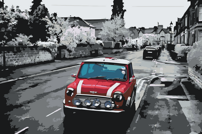 Paint by Numbers - Minicooper på vejen