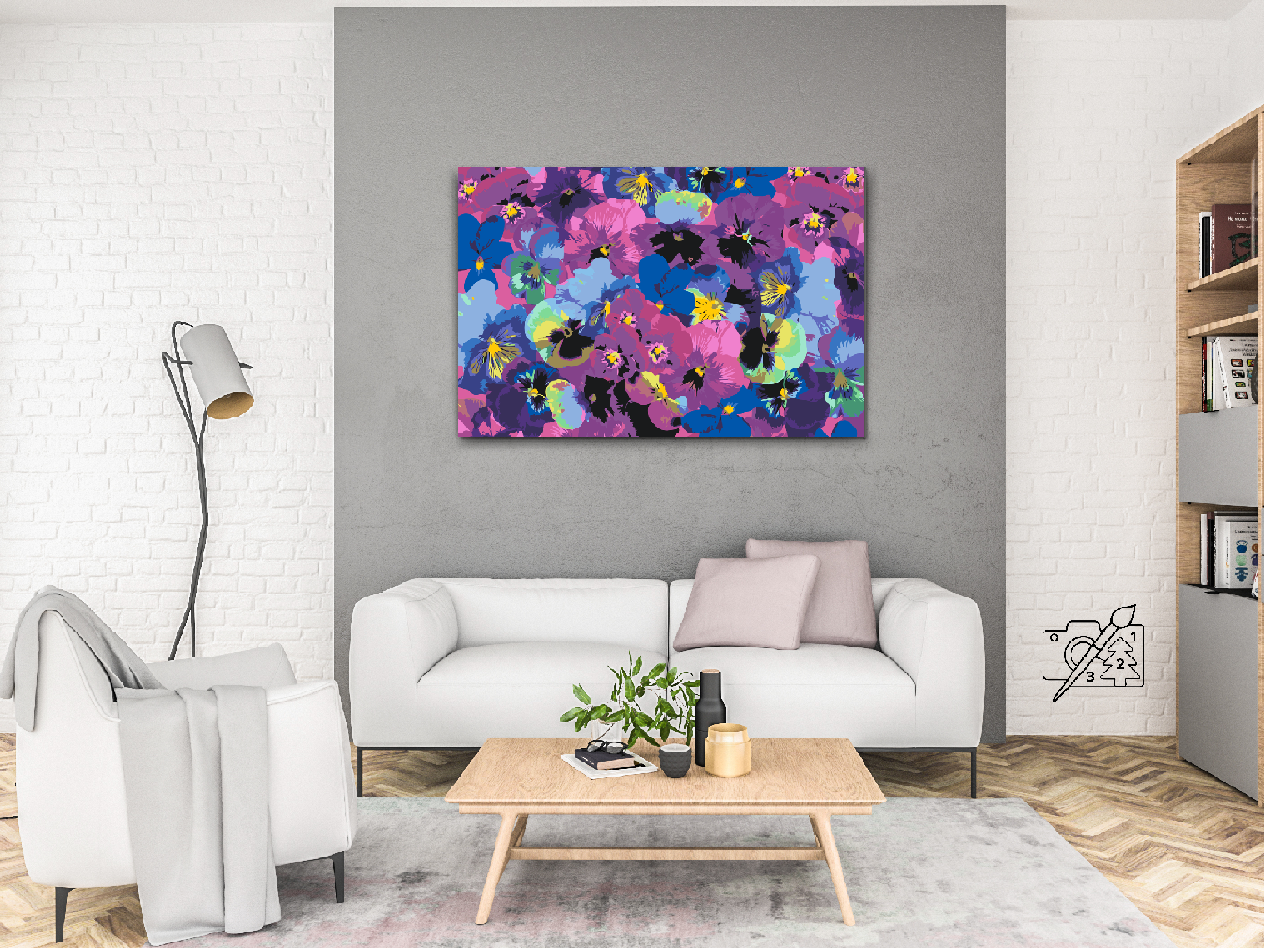 Paint by Numbers - Farverige stedmoderblomster