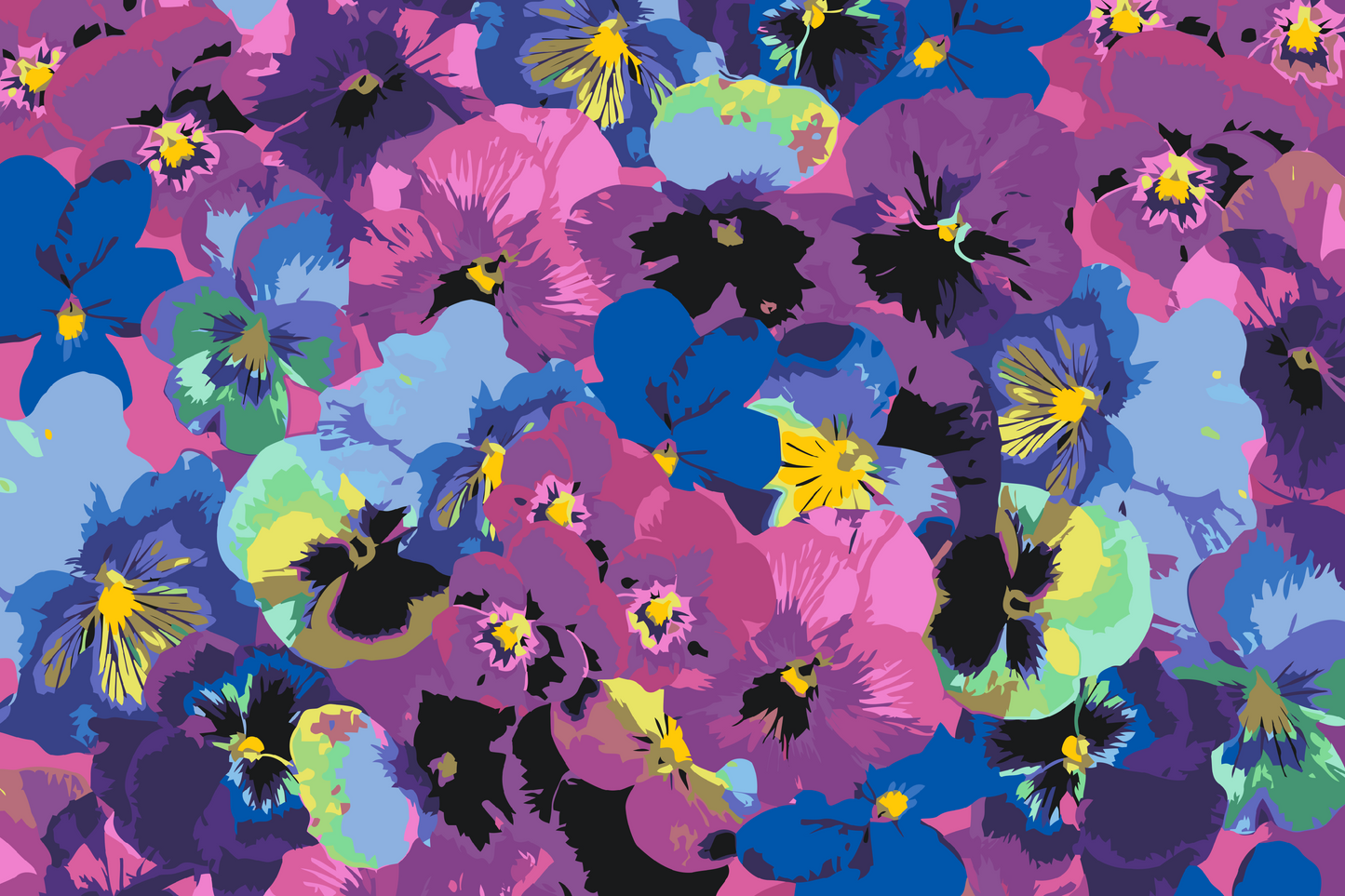 Paint by Numbers - Farverige stedmoderblomster