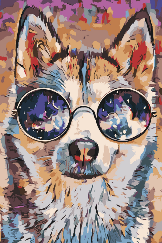 Paint by Numbers - Husky med briller