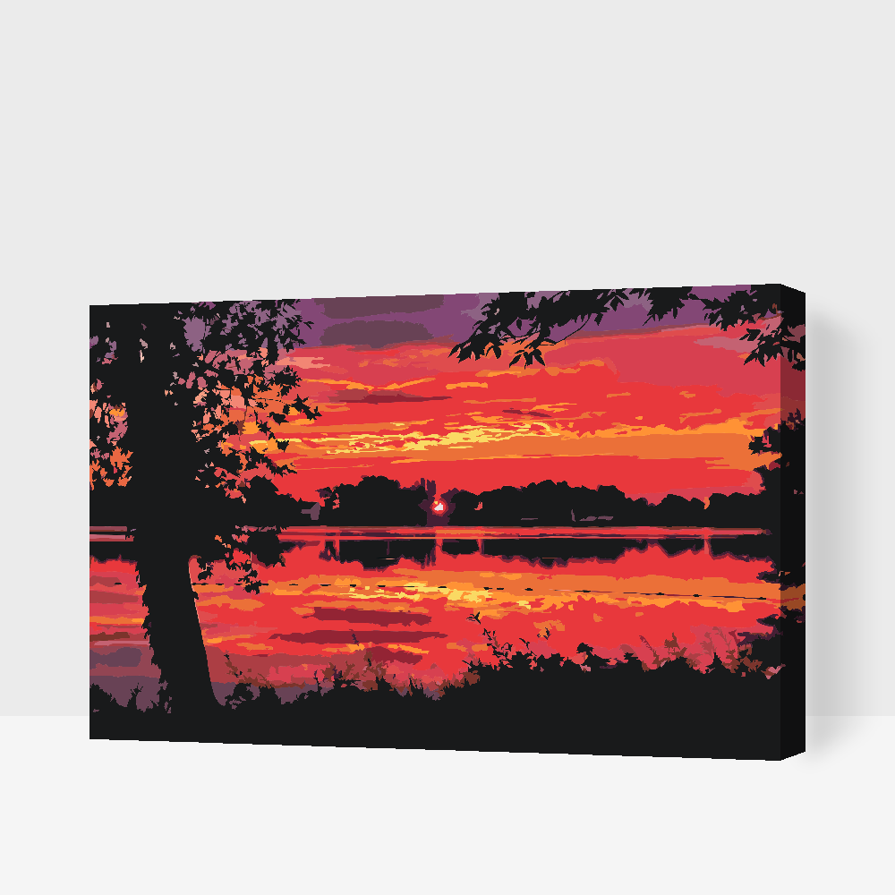 Paint by Numbers - Rød solnedgang