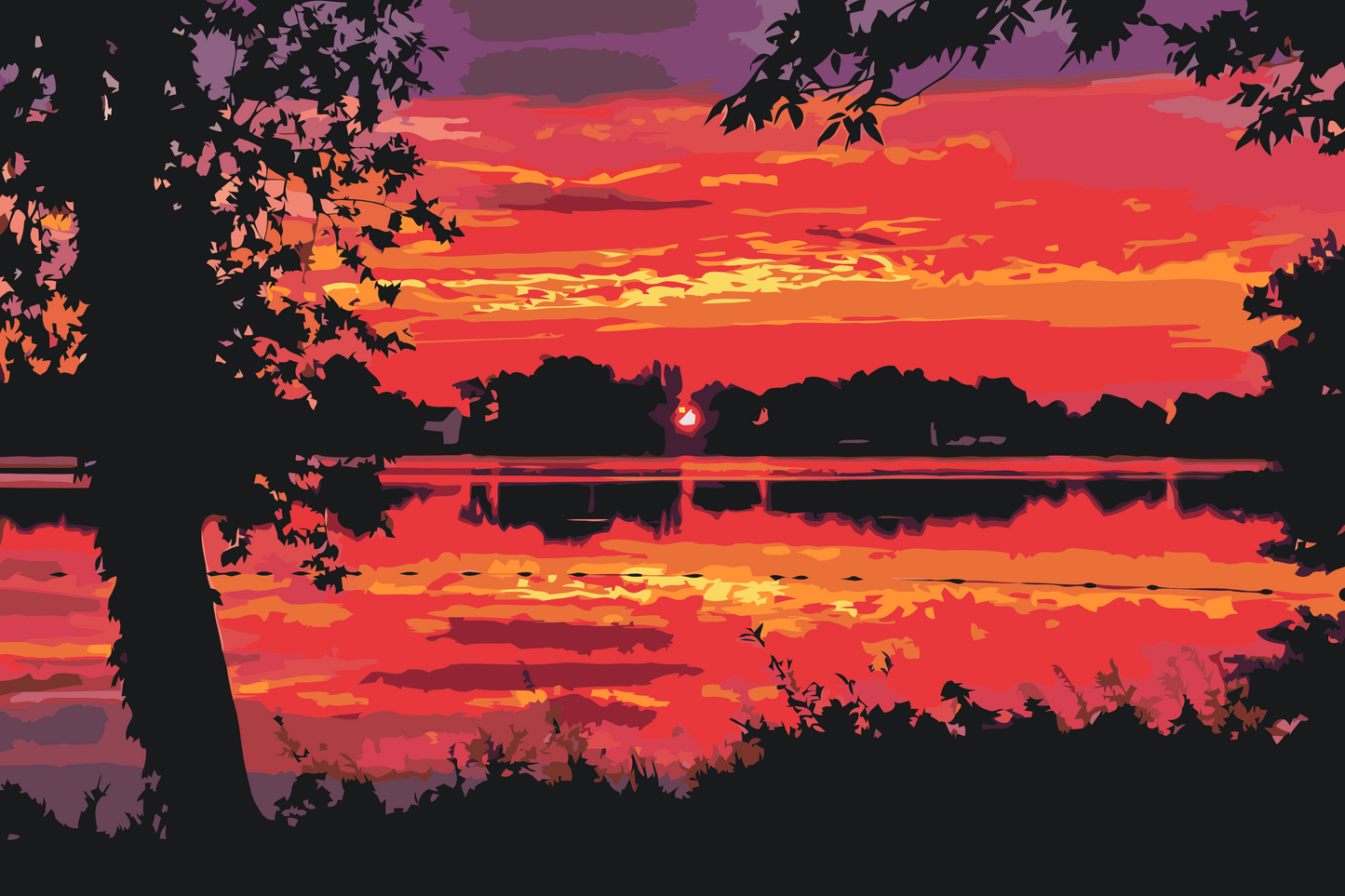 Paint by Numbers - Rød solnedgang