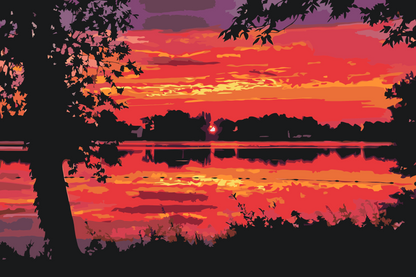 Paint by Numbers - Rød solnedgang