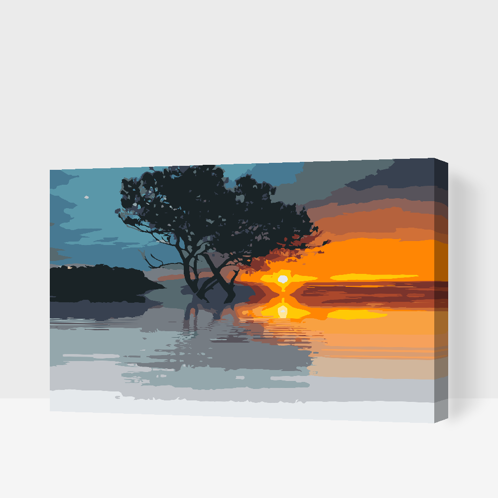 Paint by Numbers - Solnedgang ved søen