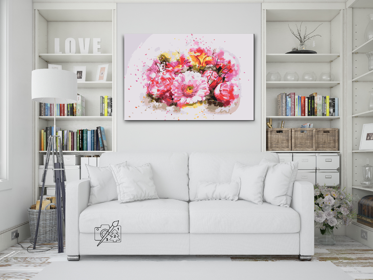 Paint by Numbers - Buket lyserøde blomster