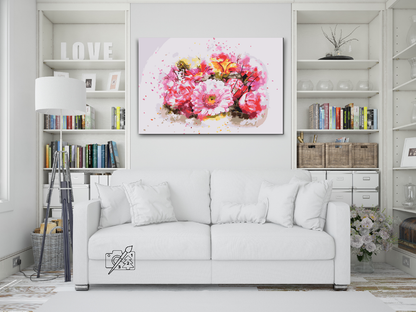 Paint by Numbers - Buket lyserøde blomster