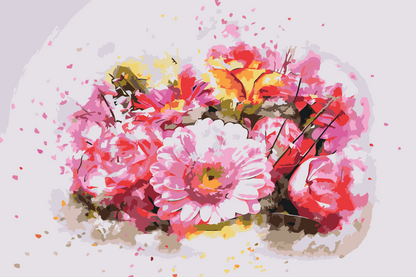 Paint by Numbers - Buket lyserøde blomster