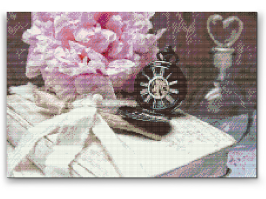 Diamond Painting - Lommeur og pæon