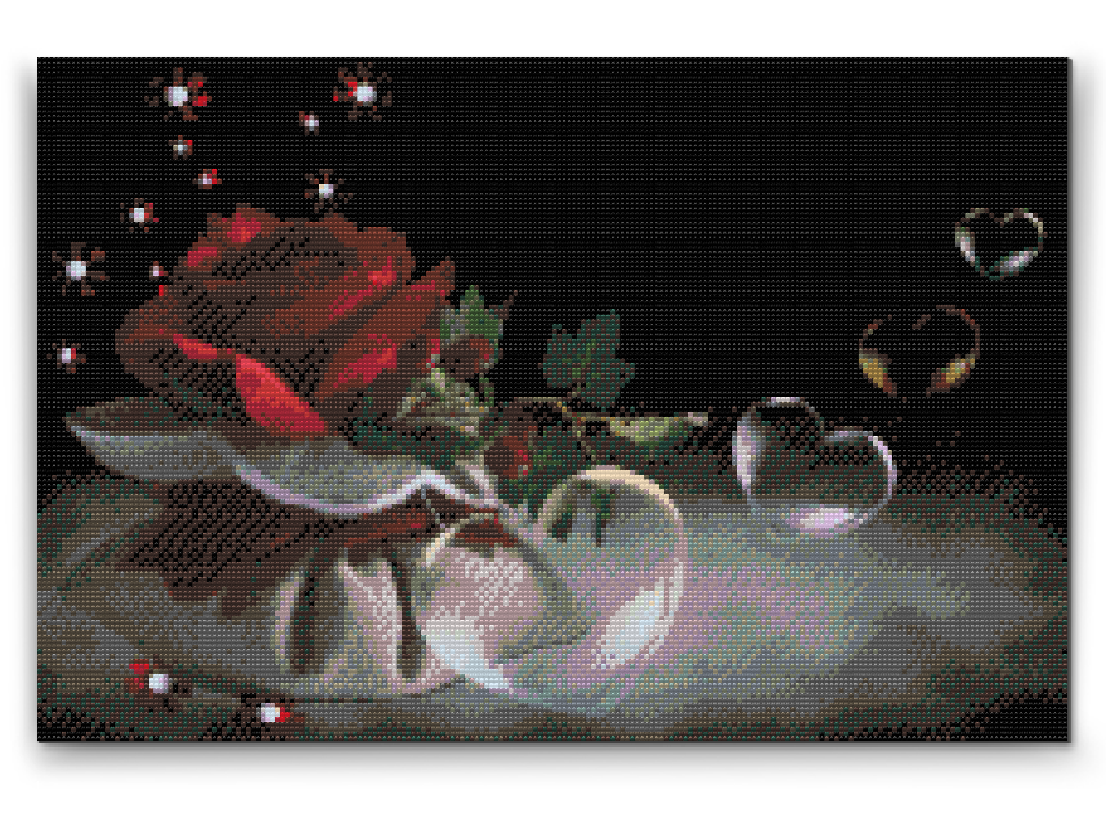 Diamond Painting - Hjertebobler og Rose
