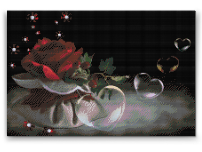 Diamond Painting - Hjertebobler og Rose
