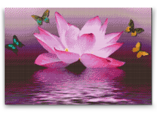 Diamond Painting - Lotus og Sommerfugl