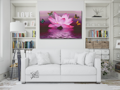 Diamond Painting - Lotus og Sommerfugl