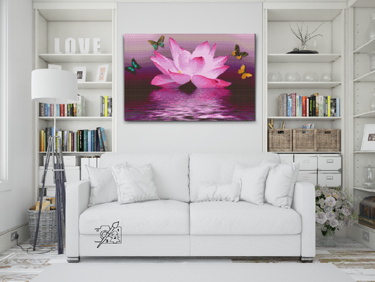 Diamond Painting - Lotus og Sommerfugl