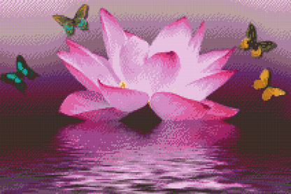 Diamond Painting - Lotus og Sommerfugl