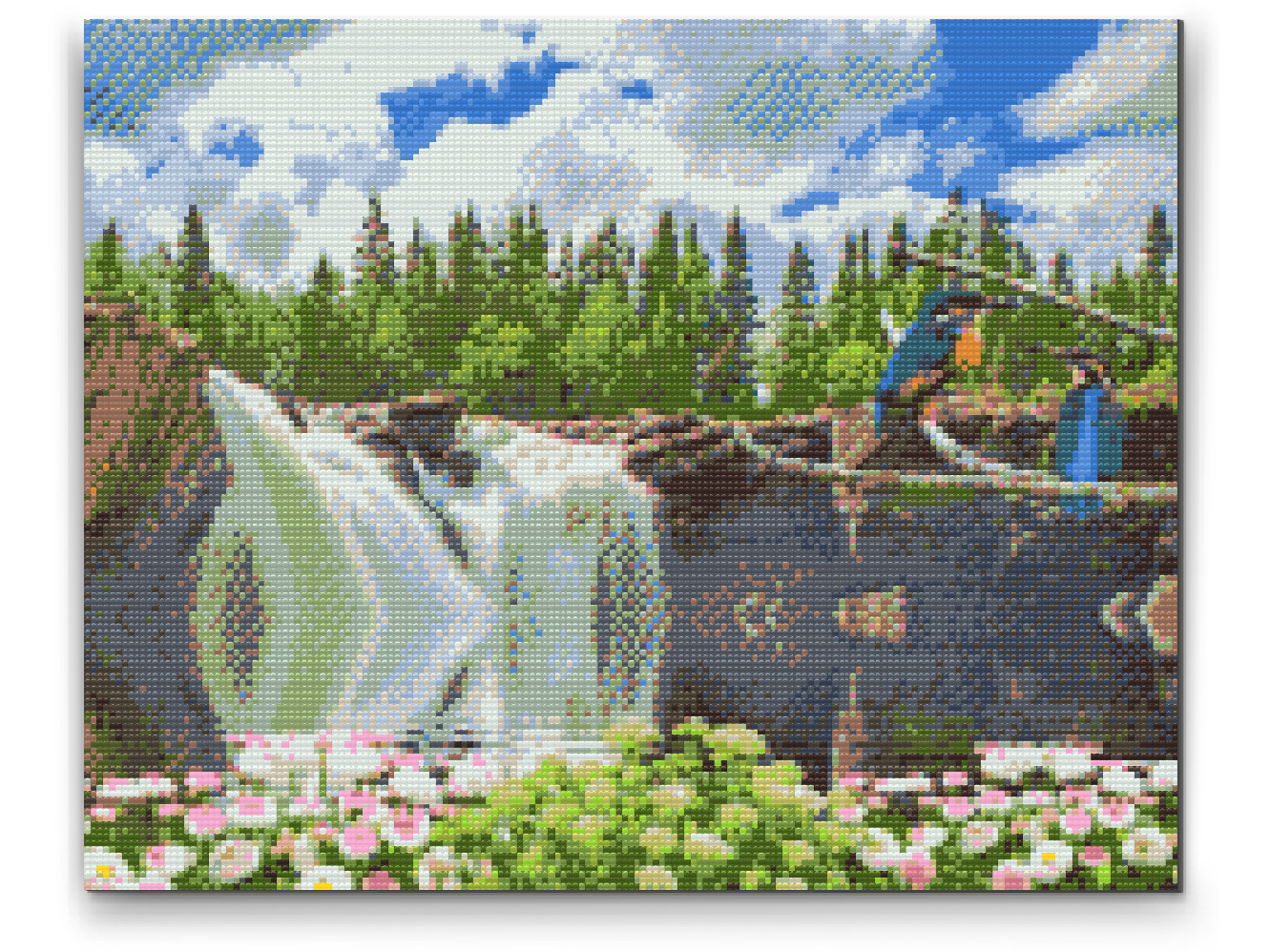 Diamond Painting - Fugle ved vandfaldet