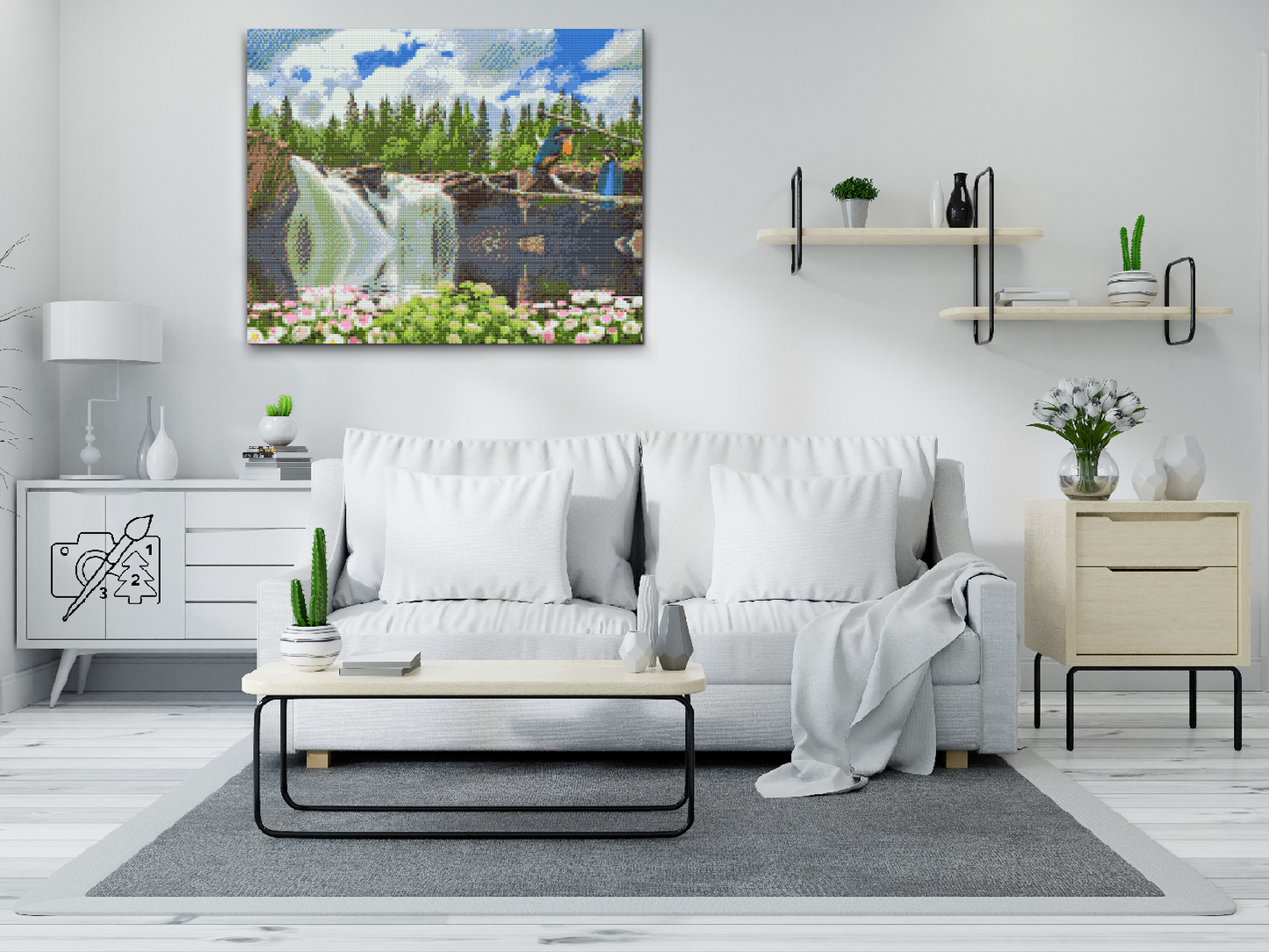 Diamond Painting - Fugle ved vandfaldet