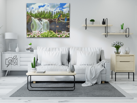 Diamond Painting - Fugle ved vandfaldet