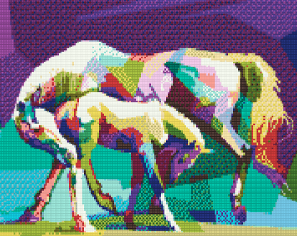 Diamond Painting - Farverige heste