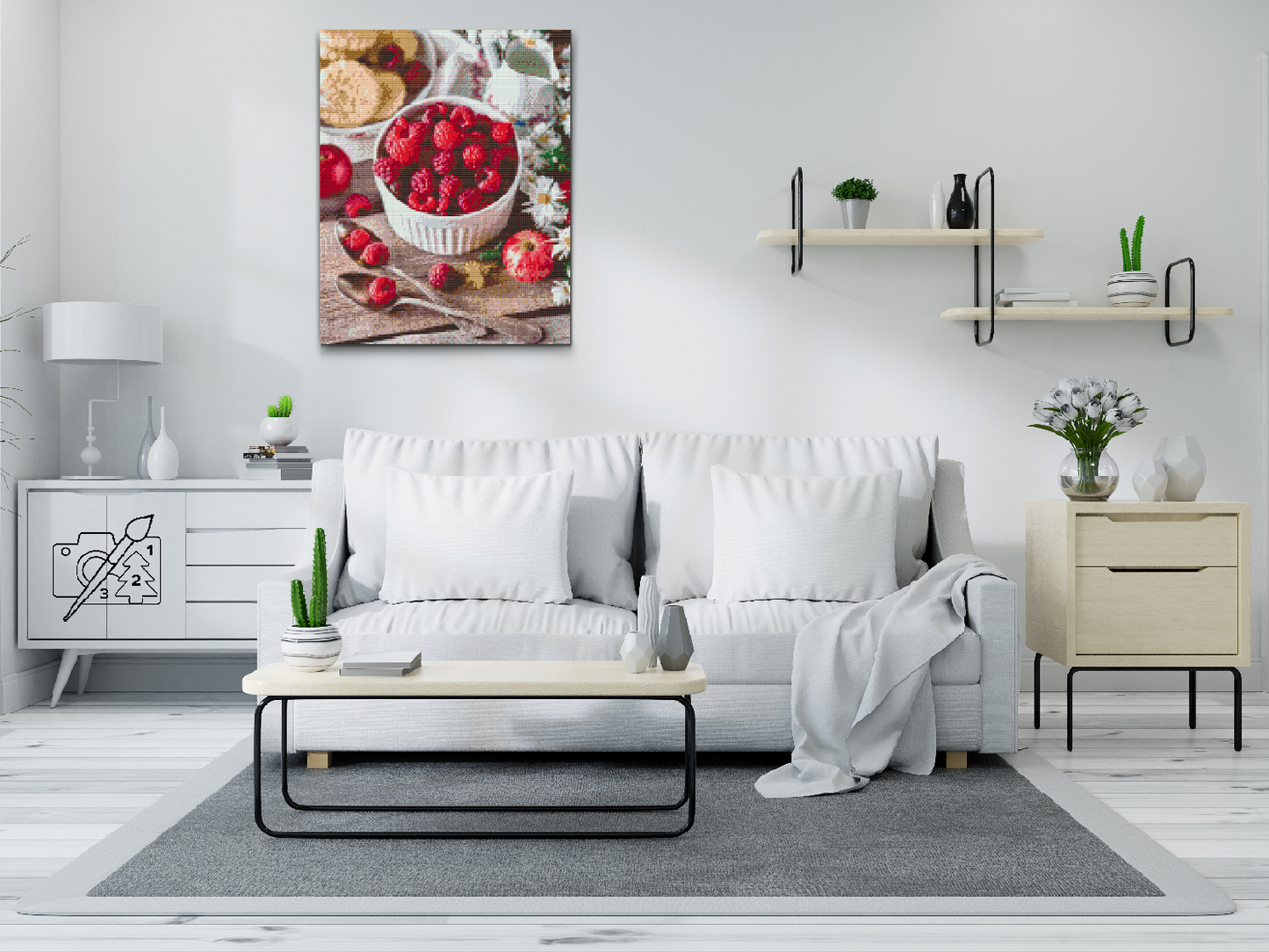 Diamond Painting - Hindbær i skål
