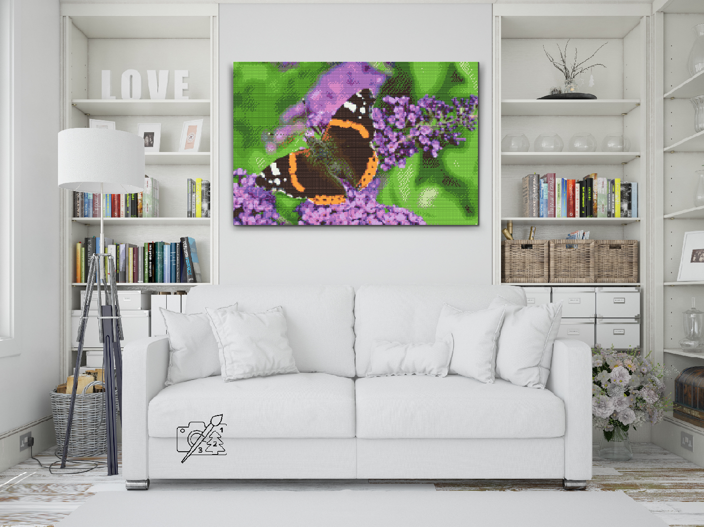 Diamond Painting - Sommerfugl på en lilla blomst