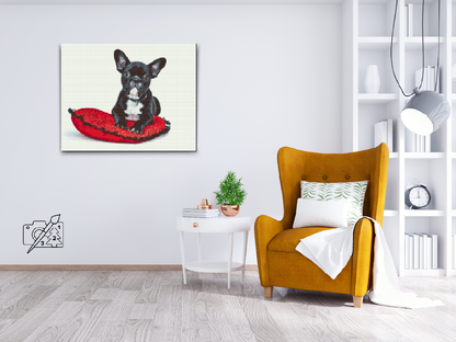 Diamond Painting - Sort bulldog på en pude