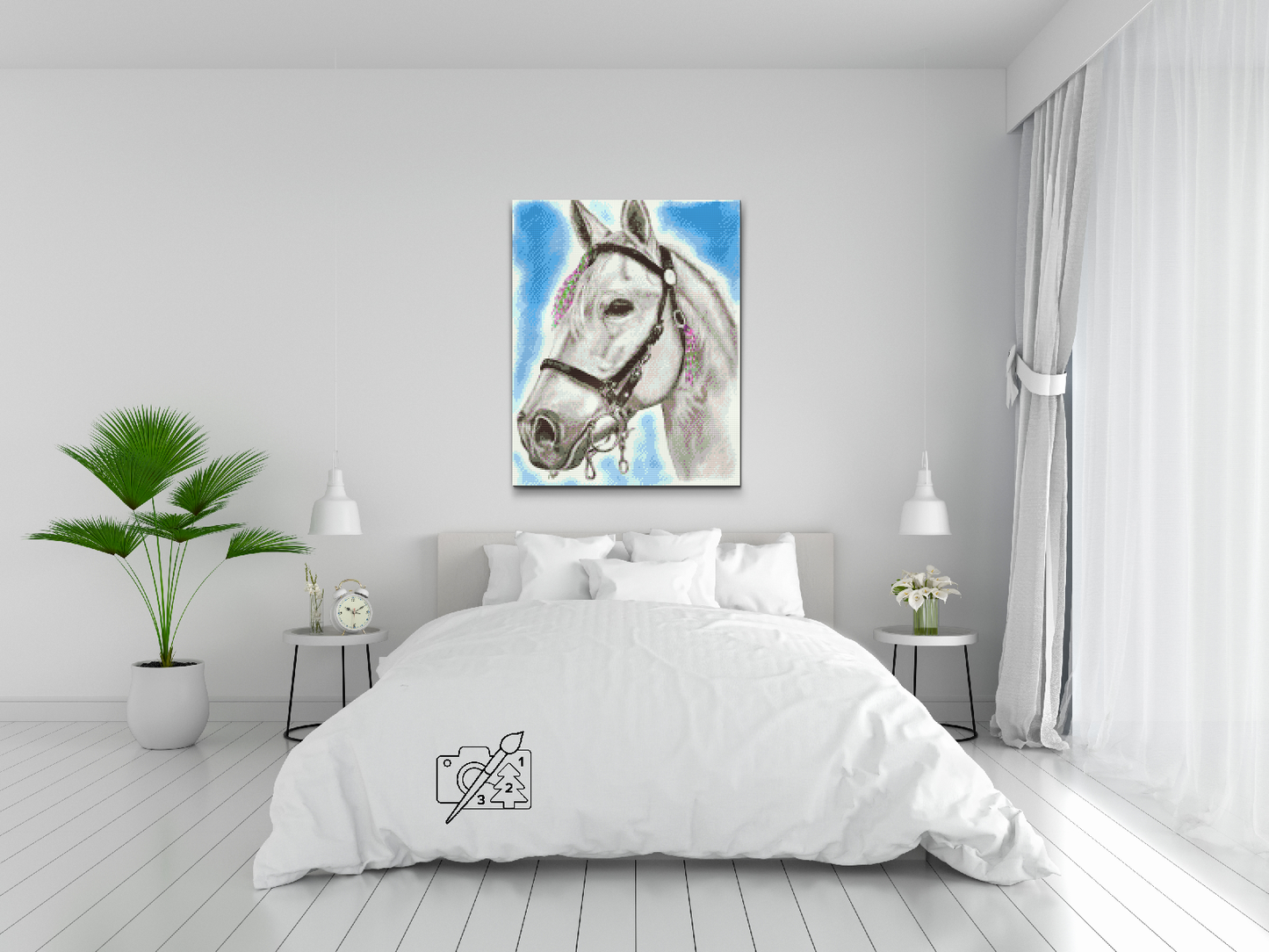 Diamond Painting - Hvid Hest