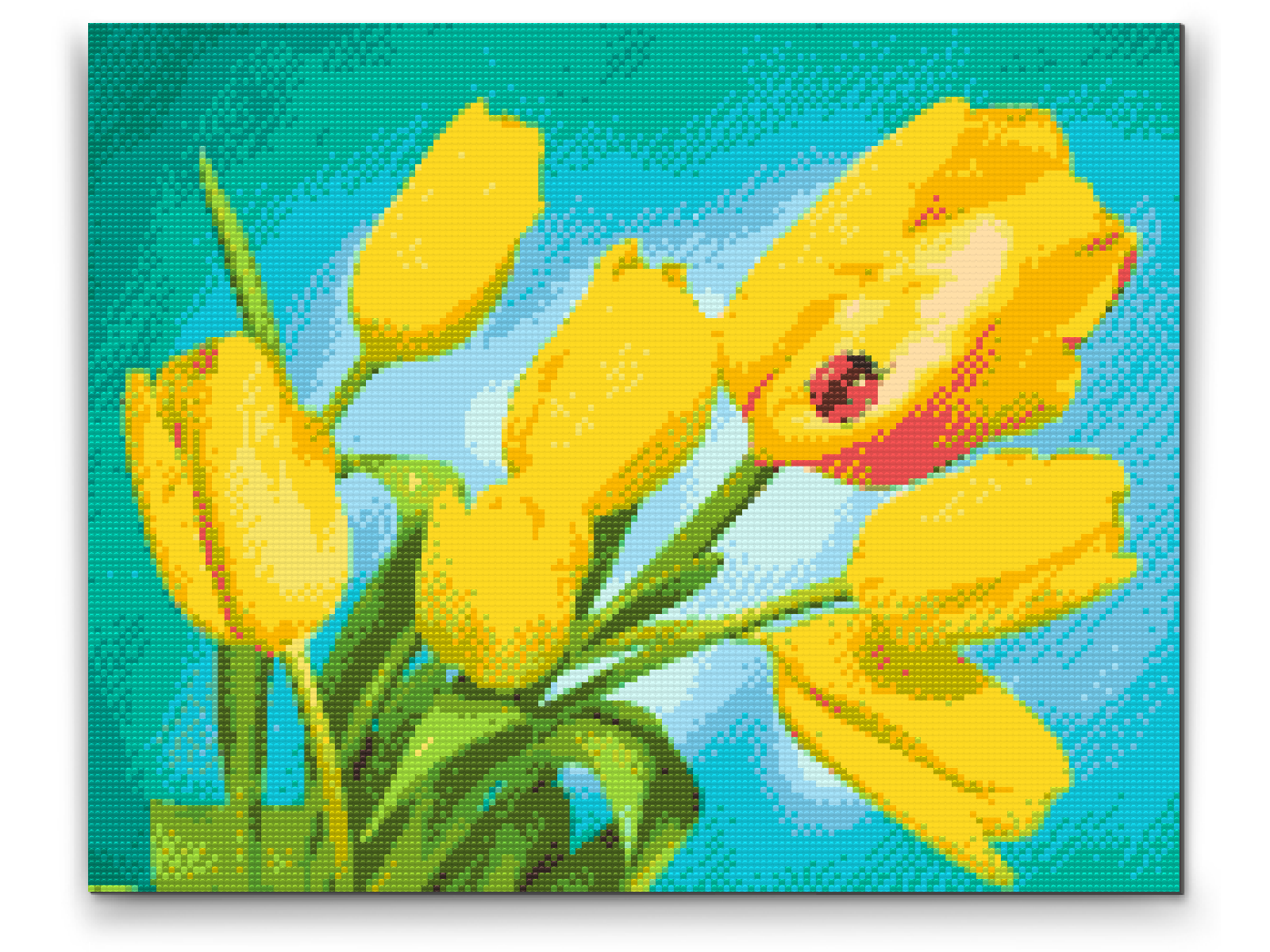 Diamond Painting - Tulipaner og Mariehøne