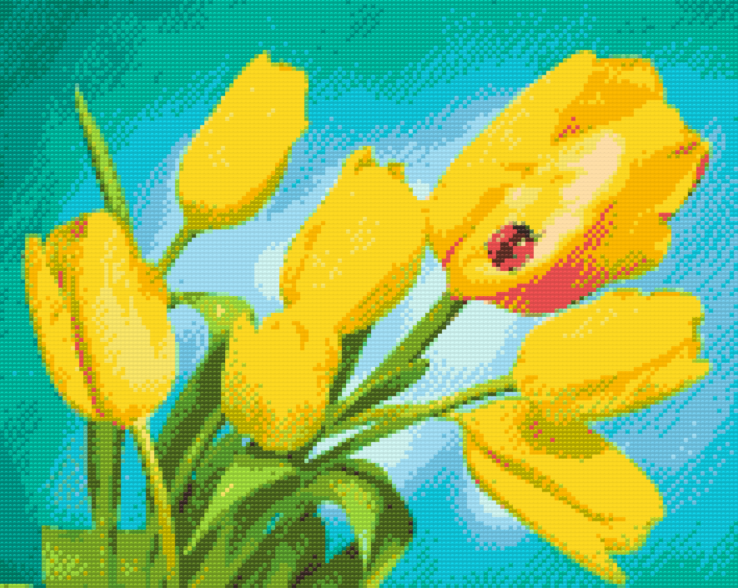 Diamond Painting - Tulipaner og Mariehøne