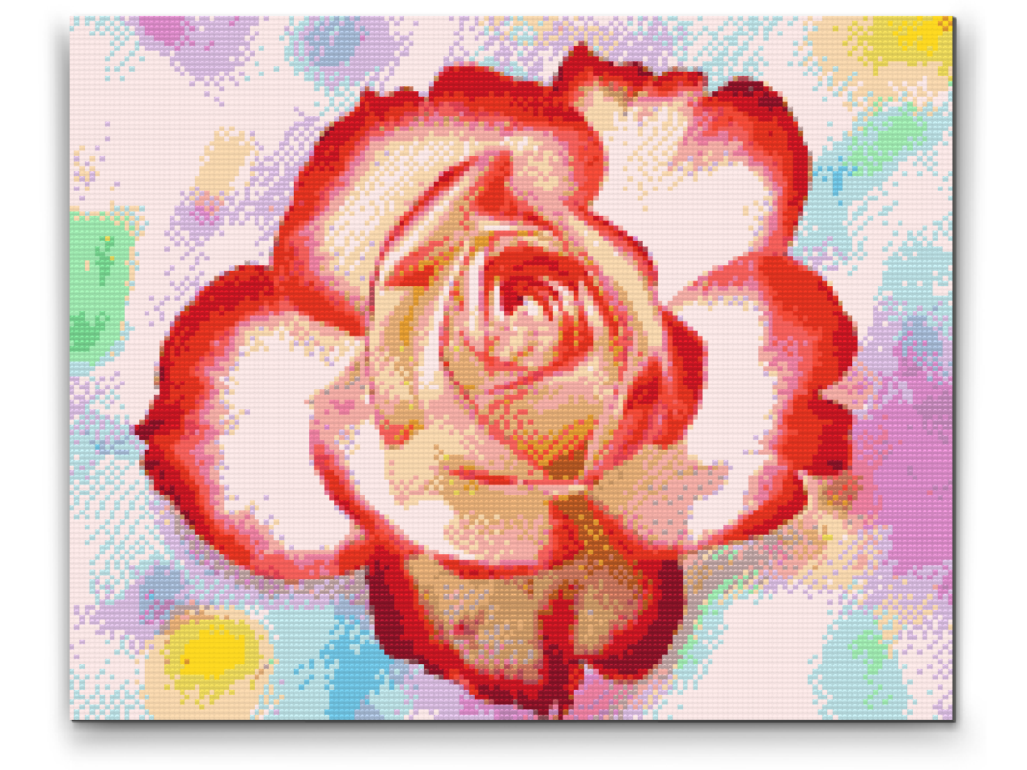 Diamond Painting - Rose på en farverig baggrund
