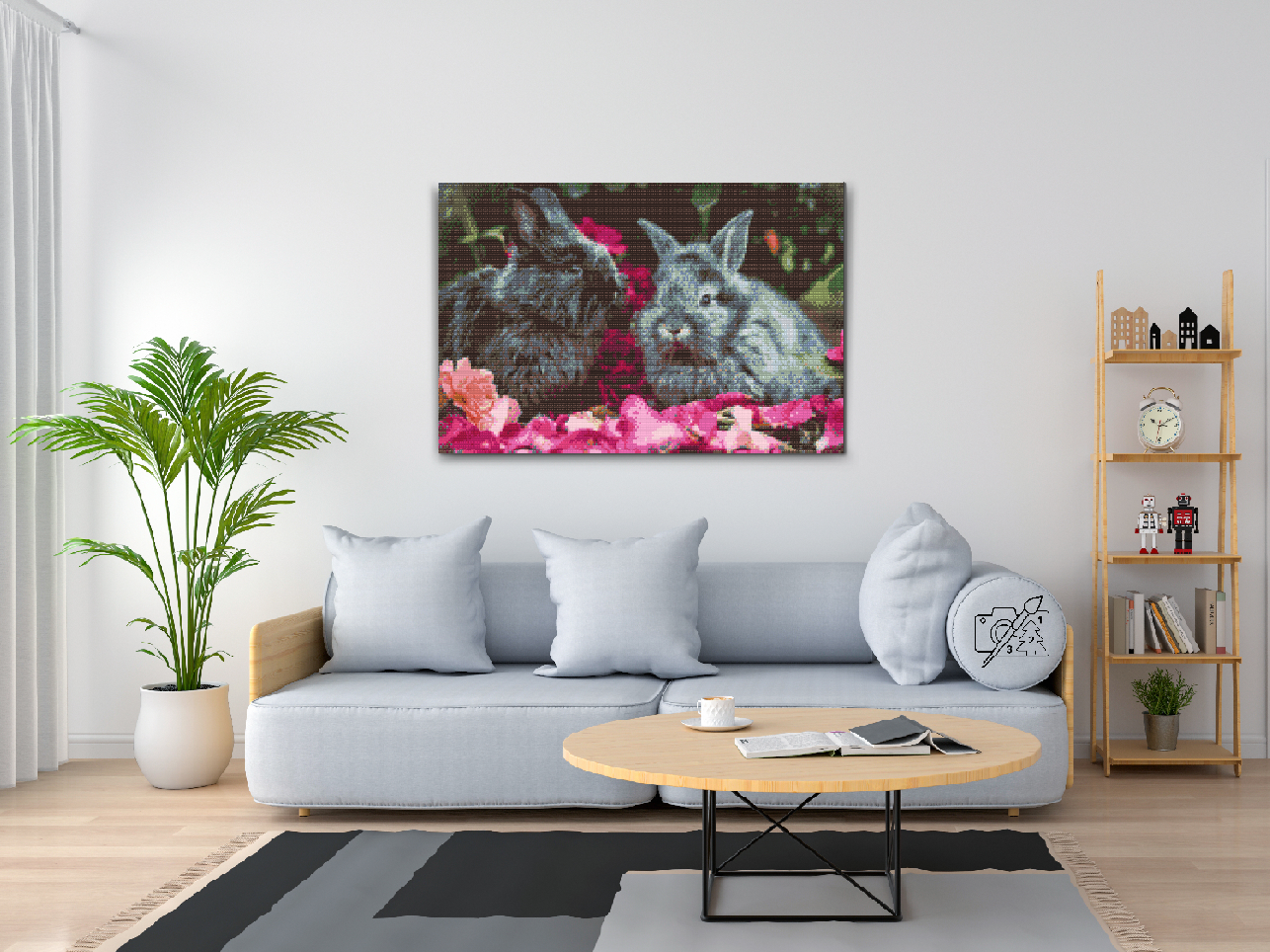 Diamond Painting - Kaniner blandt blomster