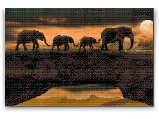 Diamond Painting - Vandrer med elefanter
