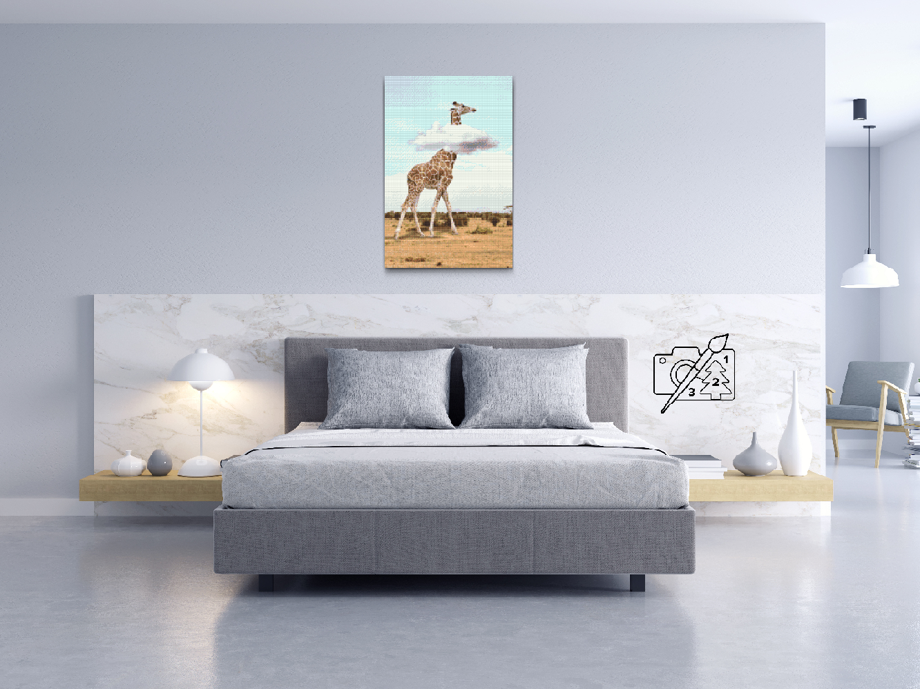 Diamond Painting - Giraf med hoved i skyerne