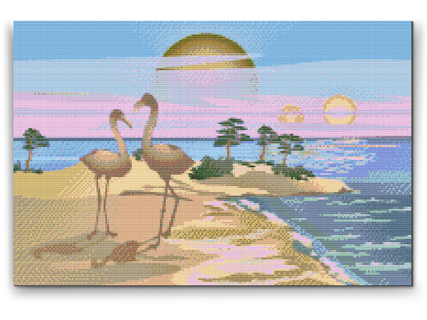 Diamond Painting - Pelikaner på stranden
