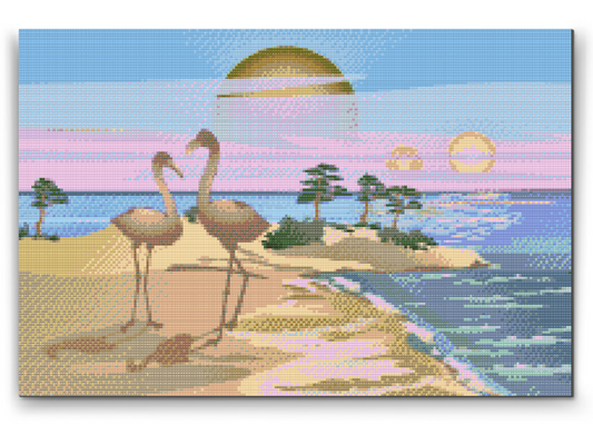 Diamond Painting - Pelikaner på stranden