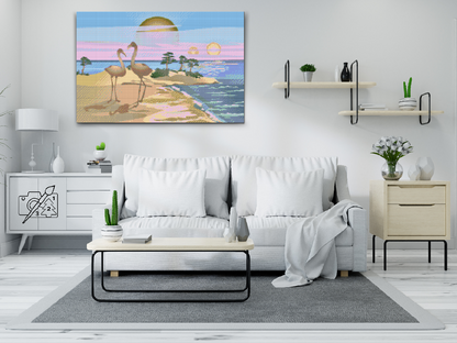 Diamond Painting - Pelikaner på stranden