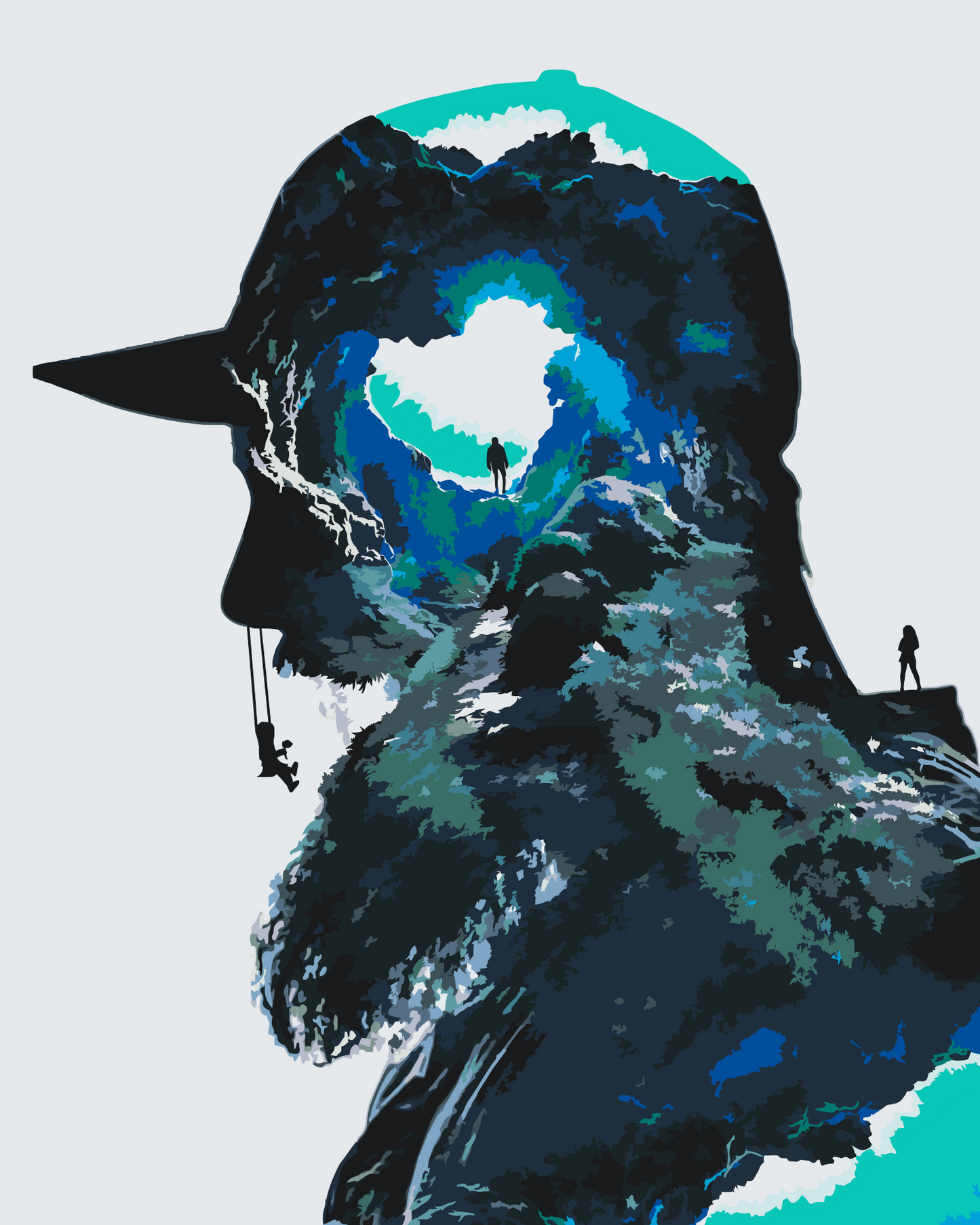 Paint by Numbers - Mand, Hule, Pige på en gynge
