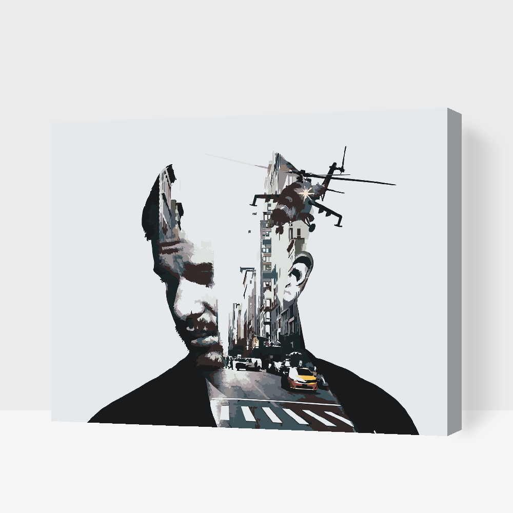 Paint by Numbers - Mand, By, Helikopter, Taxa
