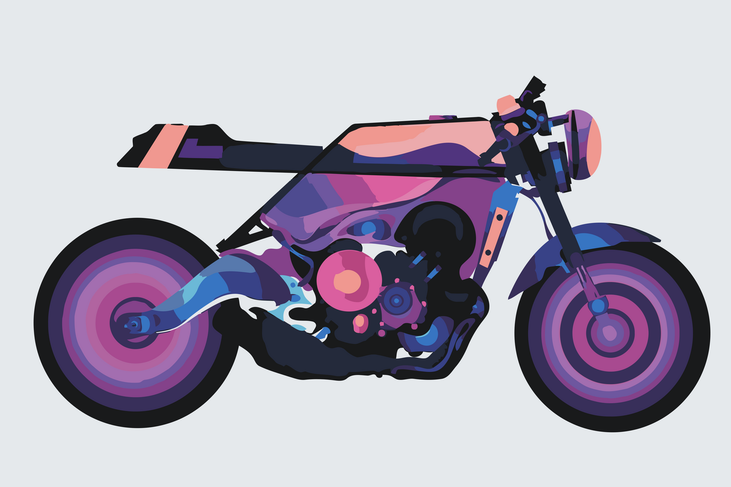 Paint by Numbers - Stilfuld motorcykel