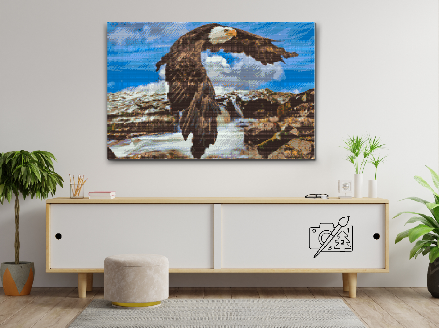 Diamond Painting - Ørn ved vandfaldet