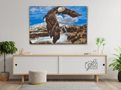 Diamond Painting - Ørn ved vandfaldet