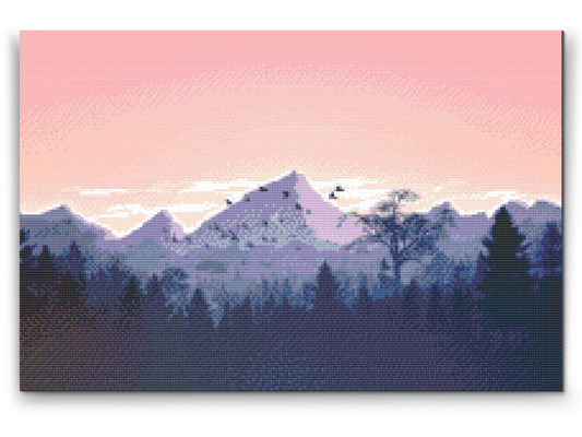 Diamond Painting - Bjerge ved solnedgang
