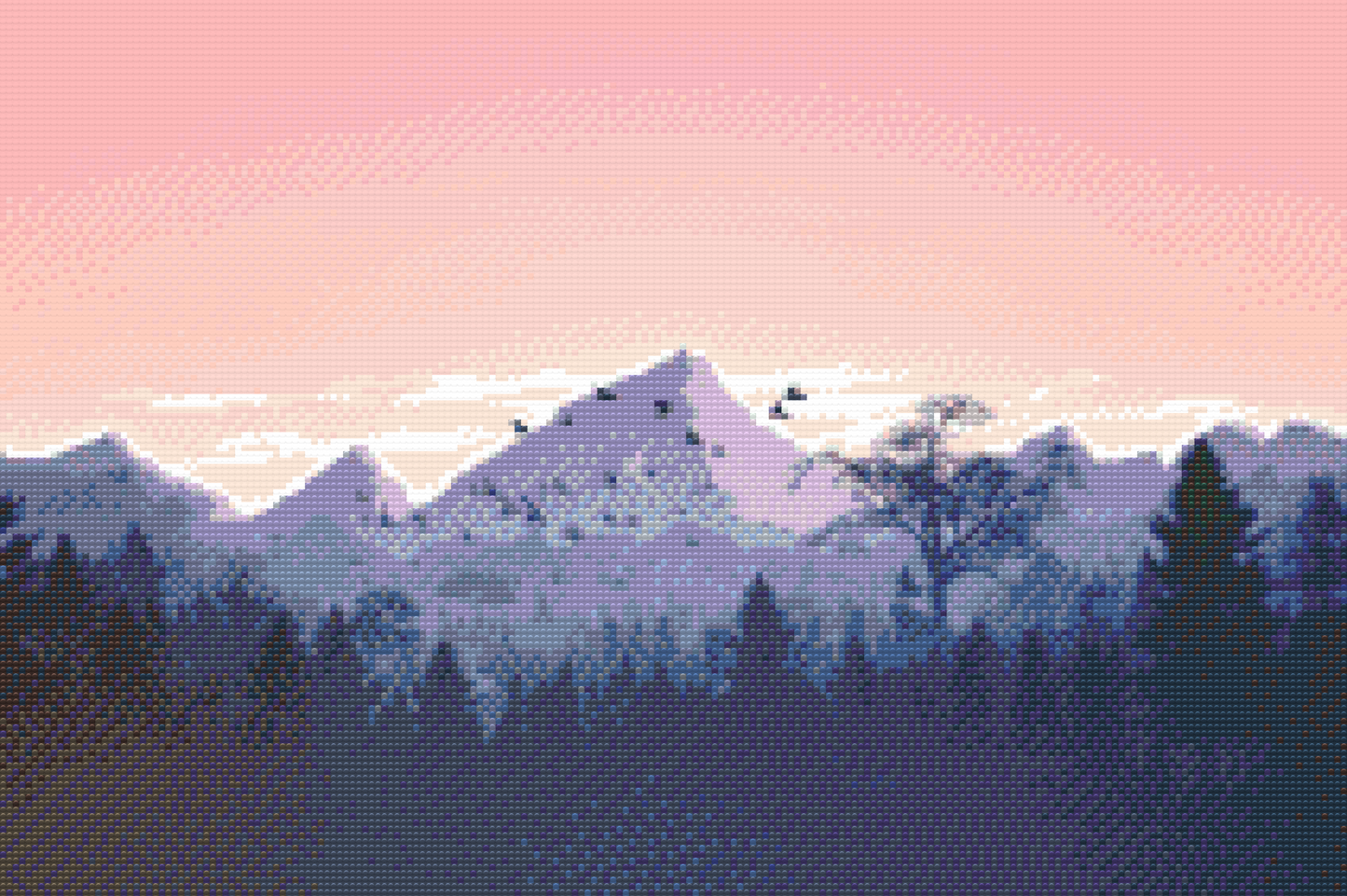 Diamond Painting - Bjerge ved solnedgang
