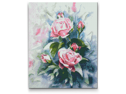 Diamond Painting - Buket af pastelrosa roser