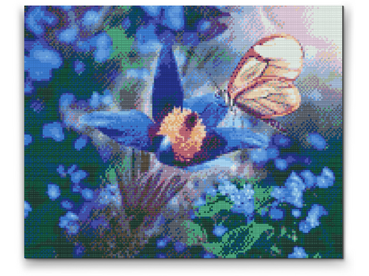 Diamond Painting - Sommerfugl på en blå blomst