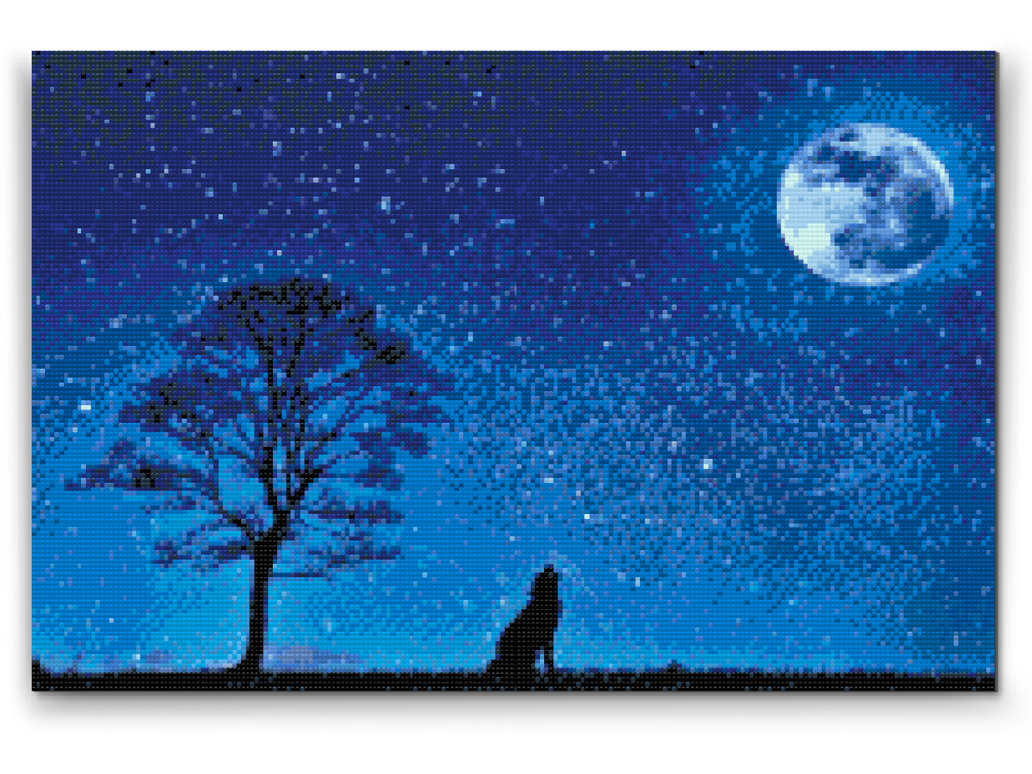 Diamond Painting - Hylende hund ved fuldmåne