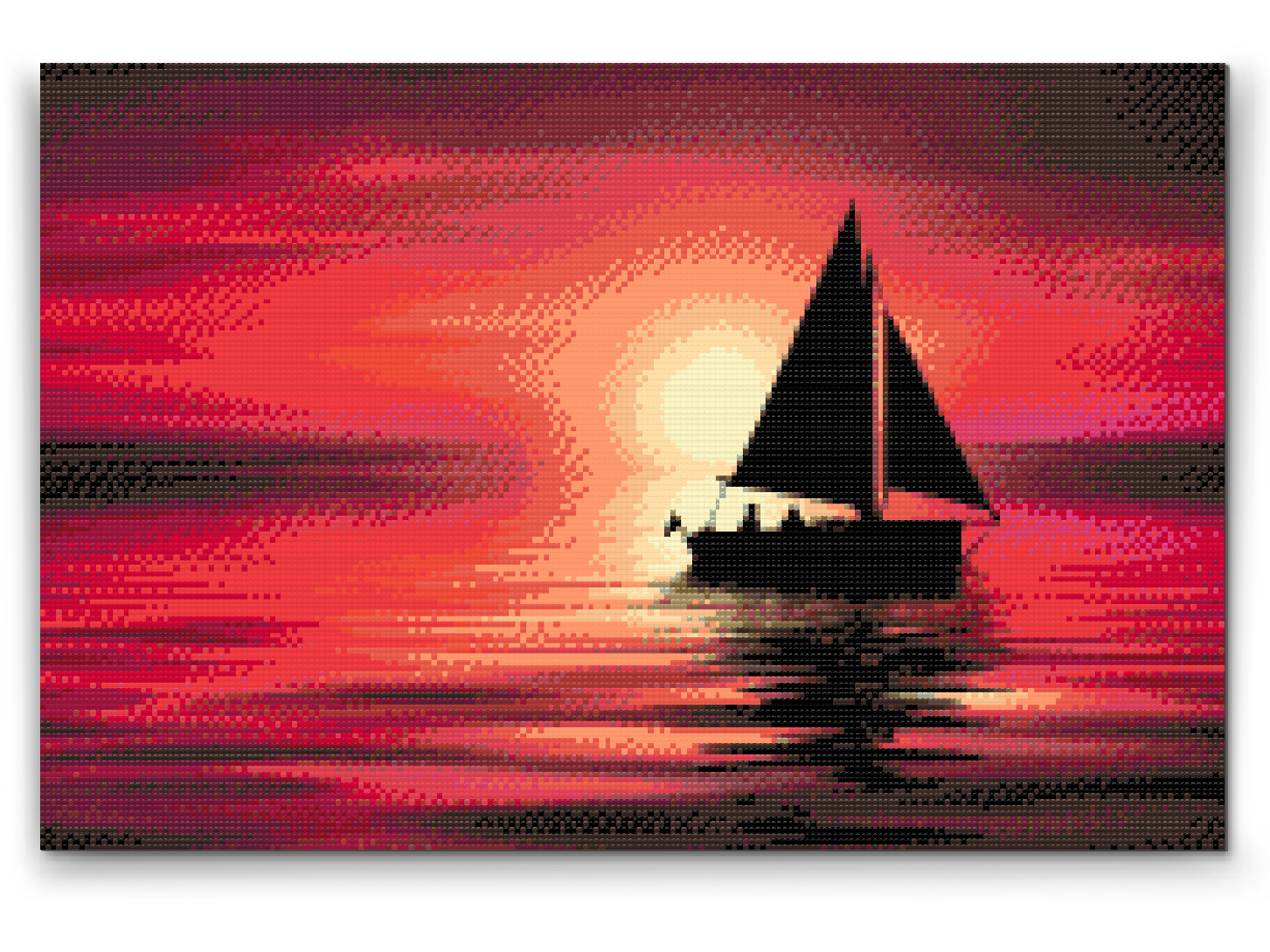 Diamond Painting - Båd ved solnedgang