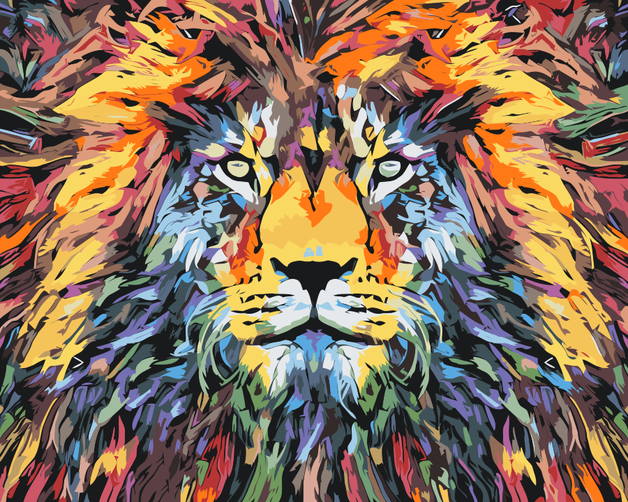 Paint by Numbers - Farverig Løve