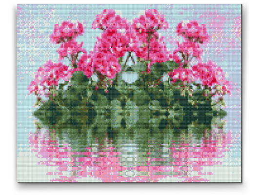 Diamond Painting - Pelargonier på vandet