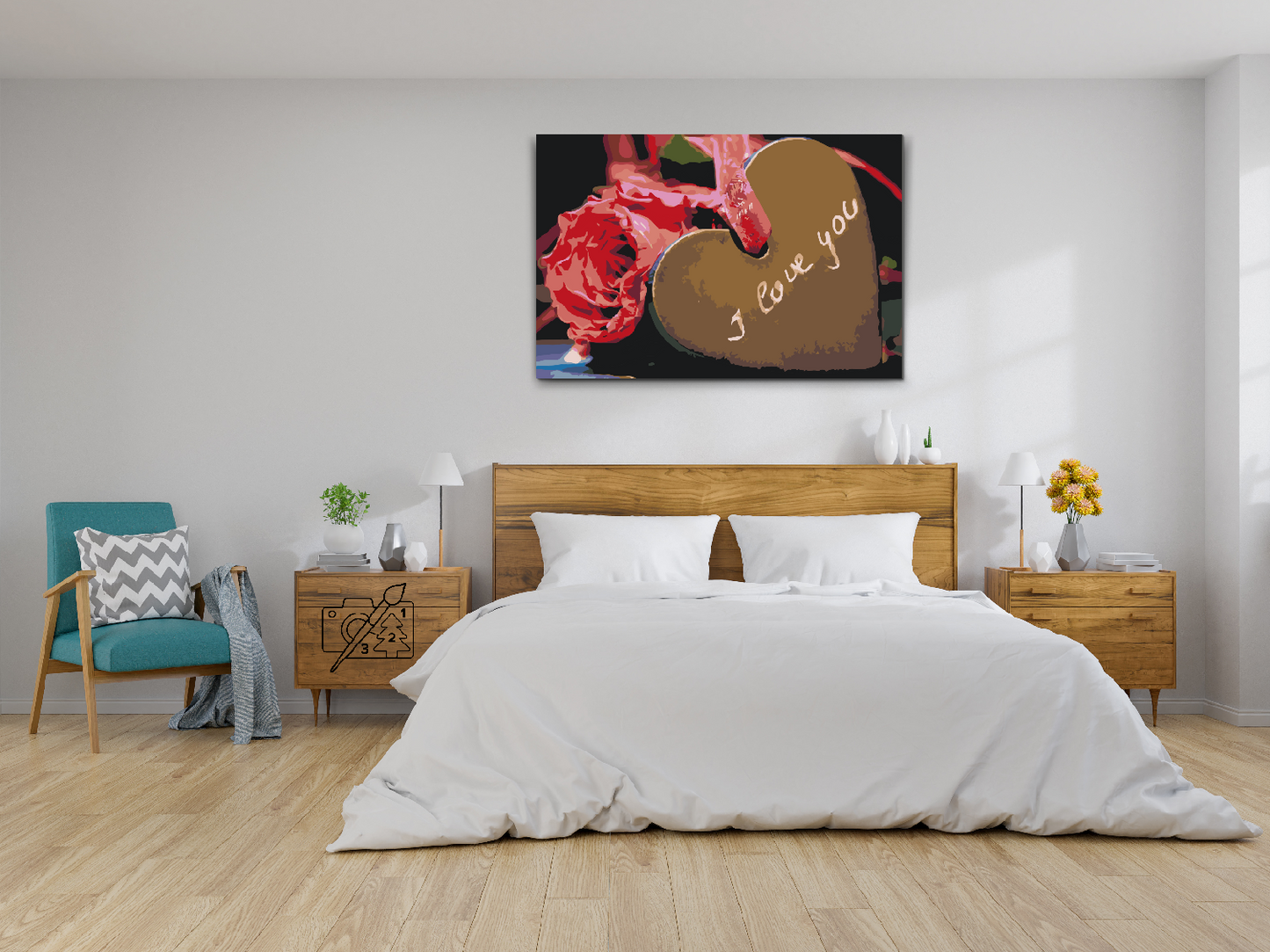 Paint by Numbers - Rose med hjerte